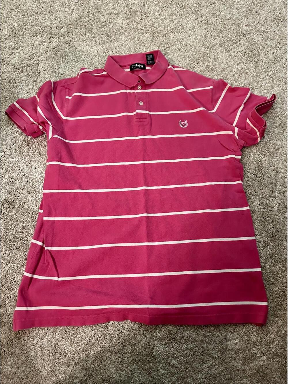 Chaps Men’s Pink Striped Polo Shirt XL – Classic Fit
